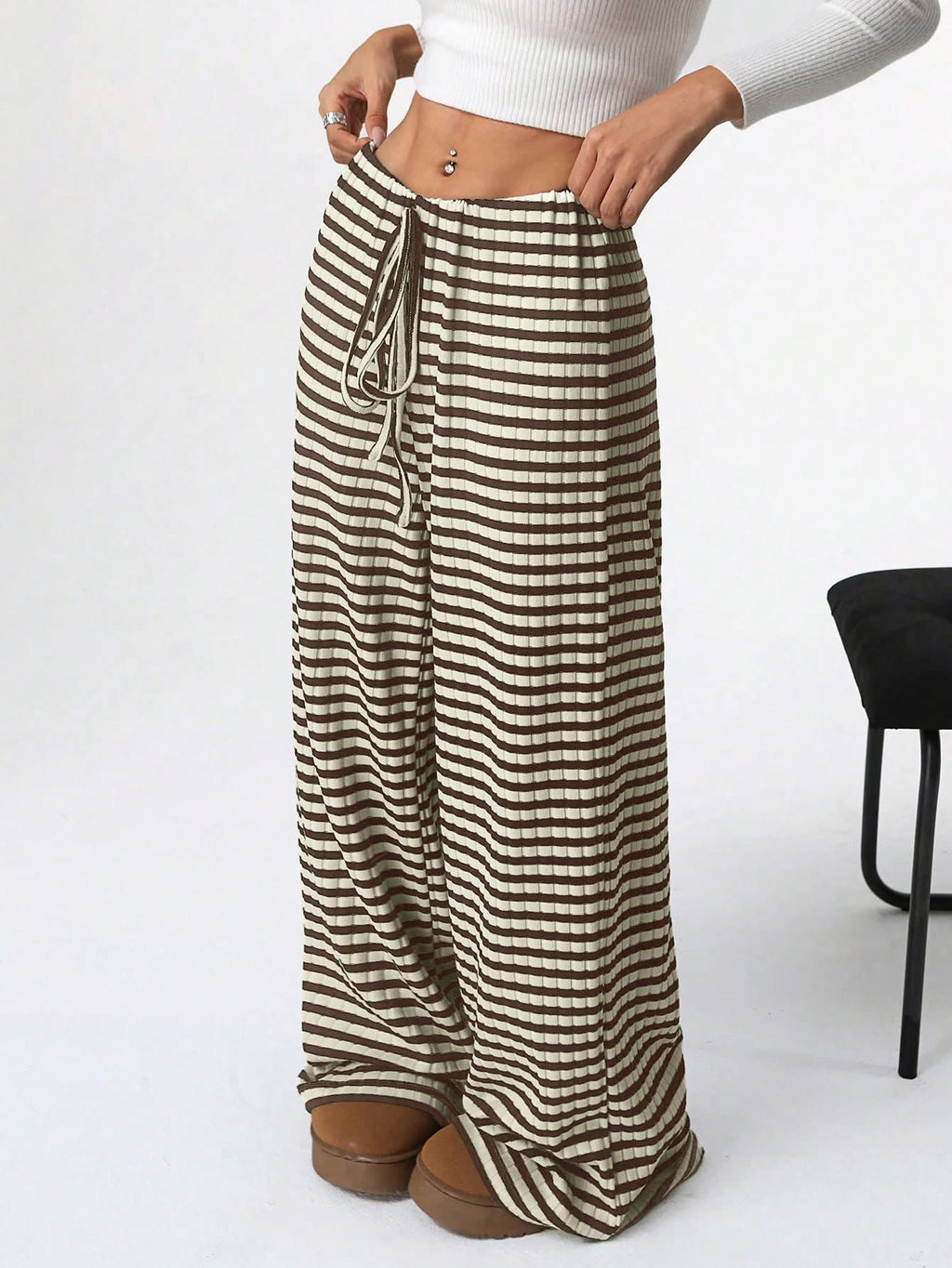 Women’s Striped Elastic Drawstring Pants {6 Options}