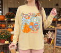 Comfort Colors Fall Blue Orange Vibes Long Sleeve Shirt