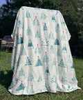Simplicity Green Christmas Trees Fleece Blanket