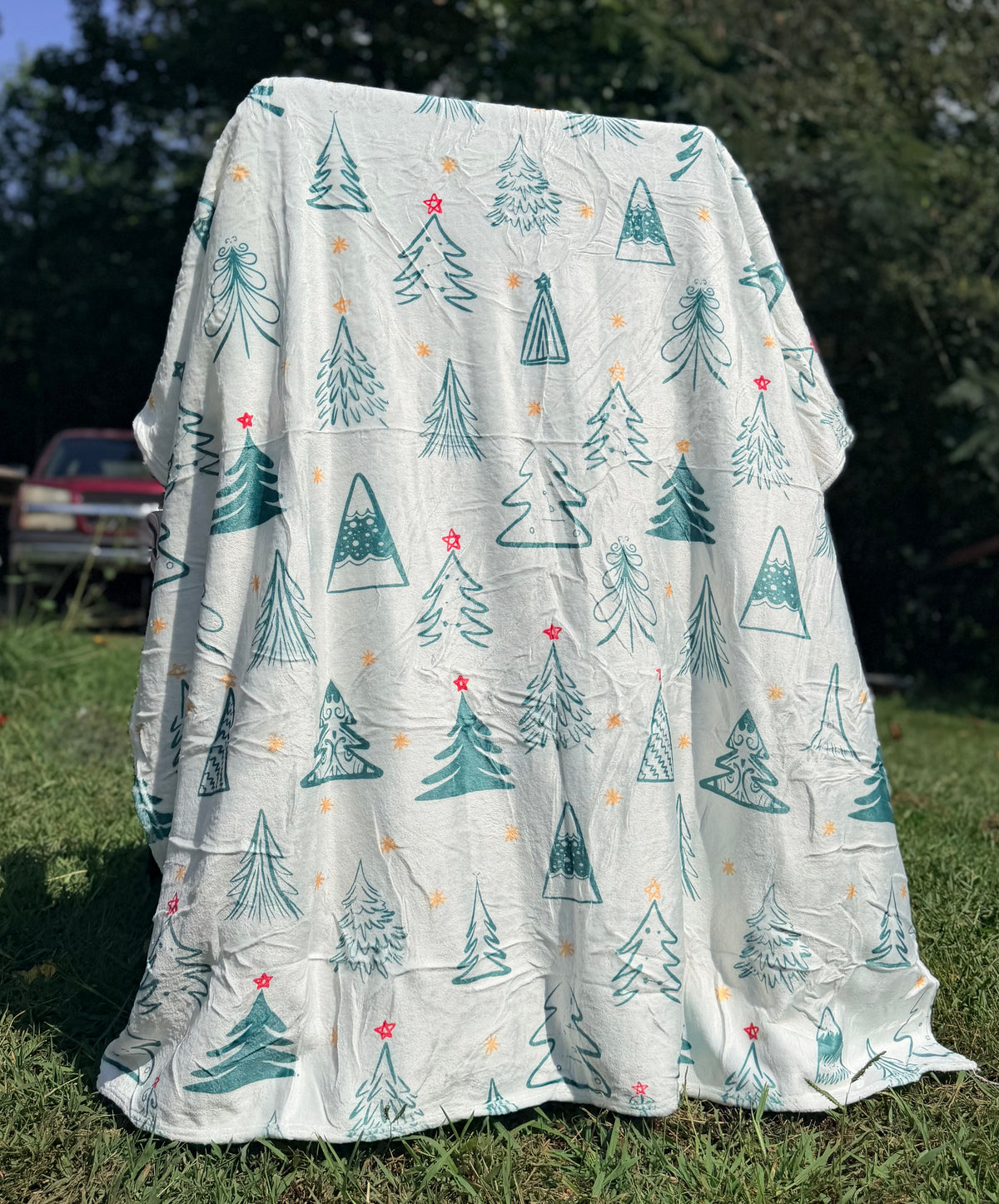 Simplicity Green Christmas Trees Fleece Blanket