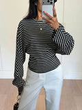 Women’s Striped Long Sleeve Top - Black/White
