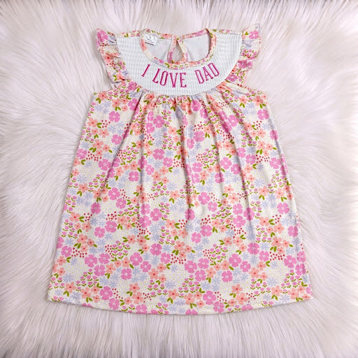 I Love Dad Smock Floral Dress