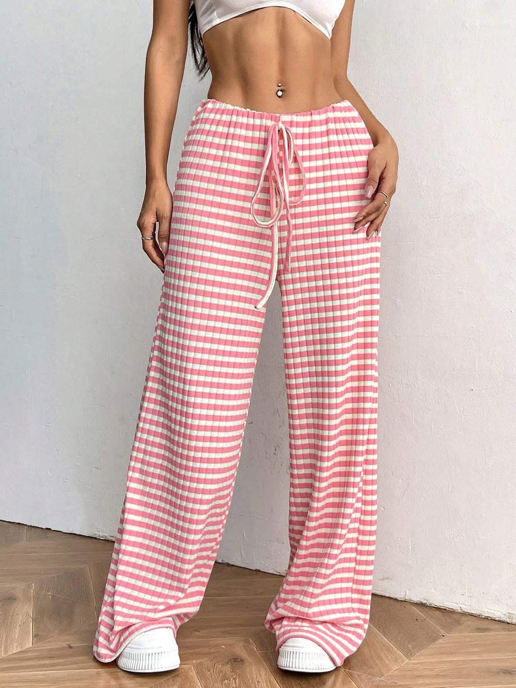 Women’s Striped Elastic Drawstring Pants {6 Options}