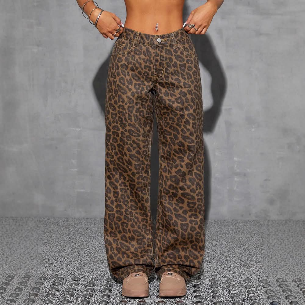 Women's Leopard High Waisted Denim Jeans