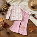 WS Pink Gingerbread Candy Cane Bow Print W/ Flare Pants