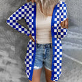 Women's Checkered Mid-Length Knit Cardigan {6 Options}