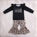Hello Pumpkin Leopard Black Top W/ Cream Bells