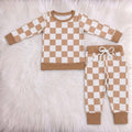 WS Tan Checkered 2PC Lounge Set