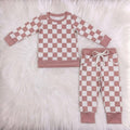 WS Mauve Checkered 2PC Lounge Set