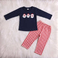 Navy Santa Top W/ Gingham Pants