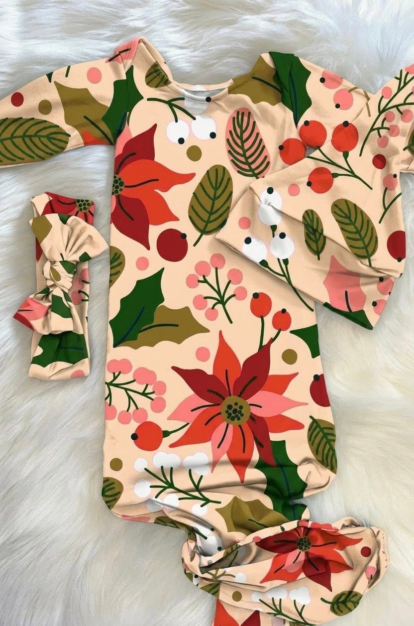 Custom Print Infant Gown 3PC Set