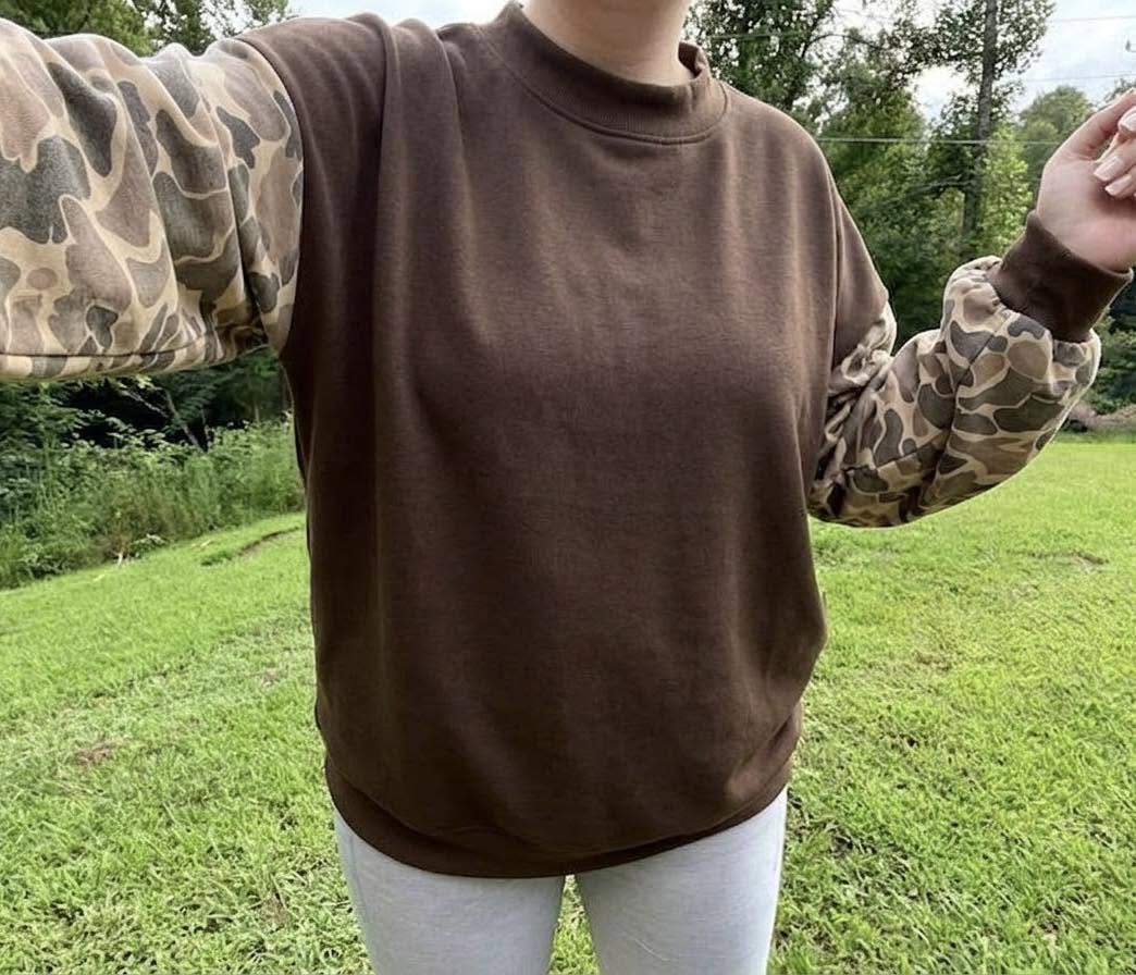Camo Sleeve Sweatshirt