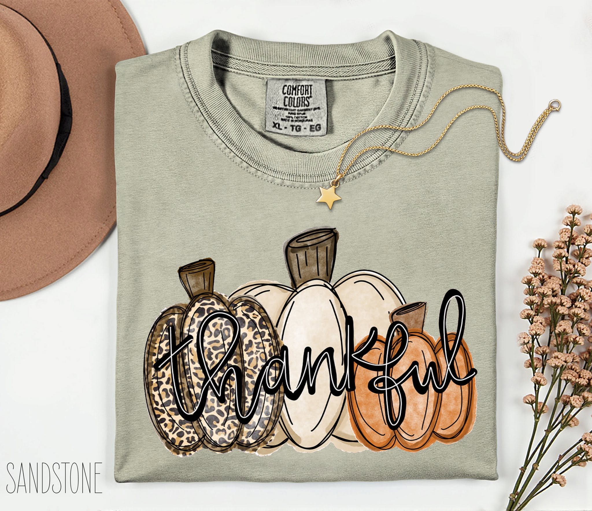 Comfort Colors Triple Pumpkin Thankful Tee