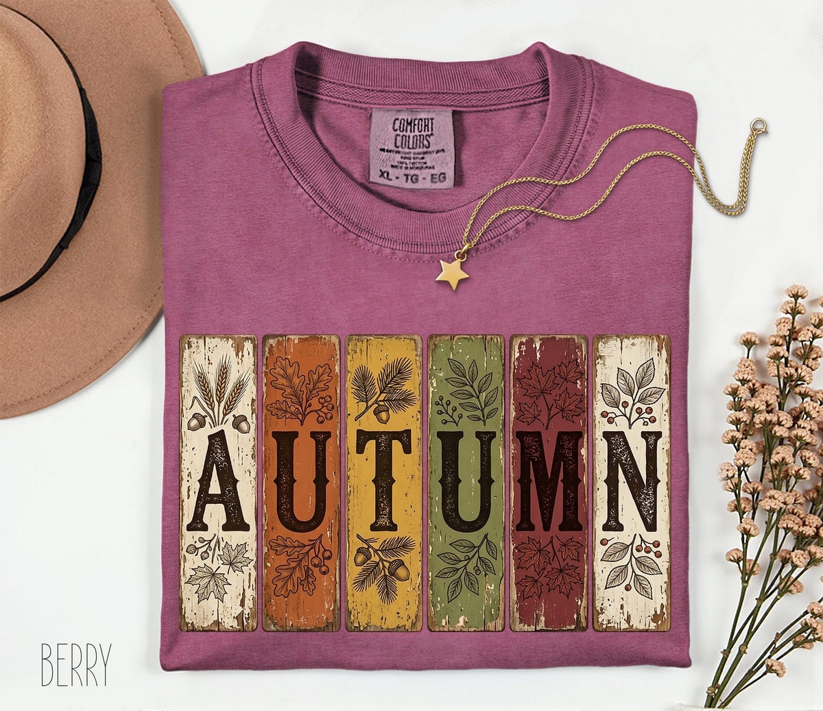Comfort Colors Color Swatch Autumn Leaf Outline Tee