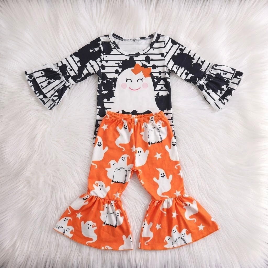 WS Ghost Black Striped Top W/ Orange Bells