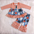 WS Orange Striped Boo Ghost Pumpkin Top W/ Ruffle Pants