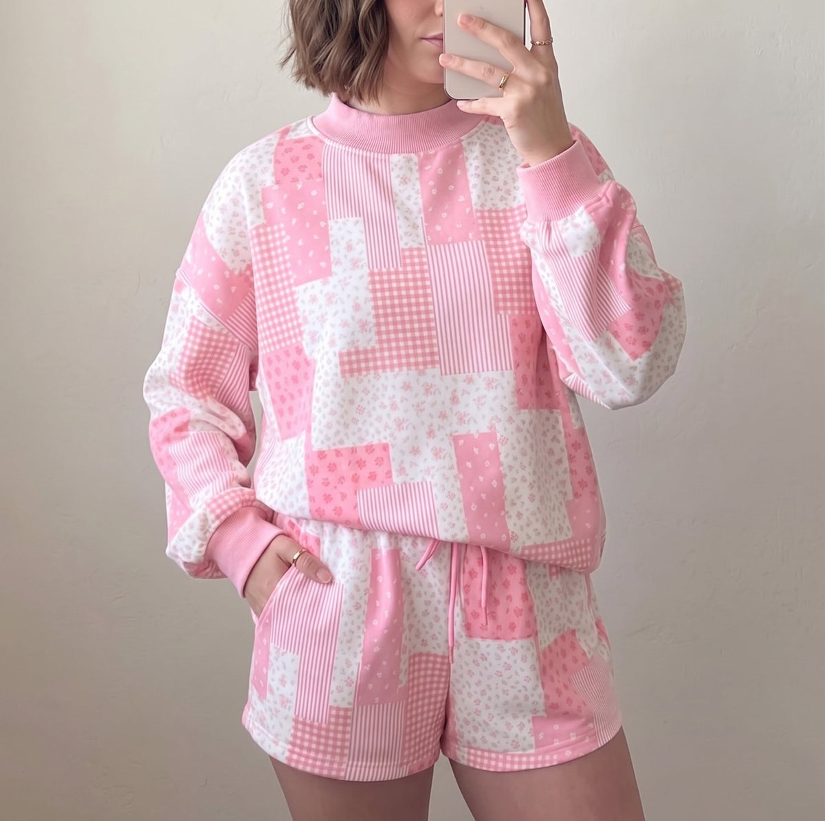 Loose-Fitted Floral Quilted Patterned 2PC Set