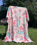 Pink Christmas Santa Fleece Blanket