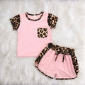 Pink Leopard Sleeve Top W/ Shorts