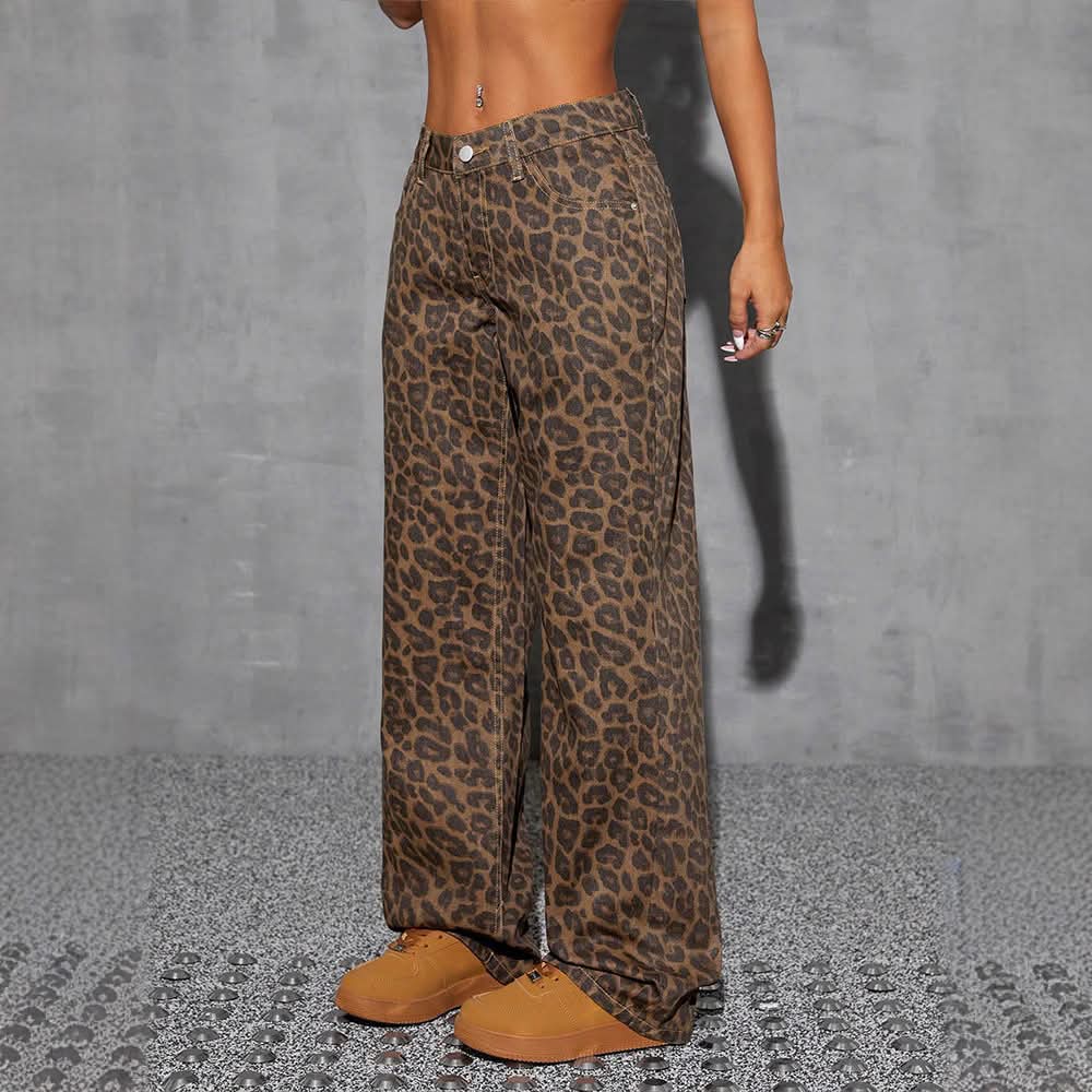 Women's Leopard High Waisted Denim Jeans