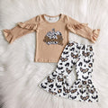 Leopard Spooky Pumpkin Tan Top W/ Bells