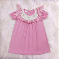 Pink Smock Cross Gingham Bow Dress