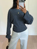 Women’s Striped Long Sleeve Top - Blue/Blue
