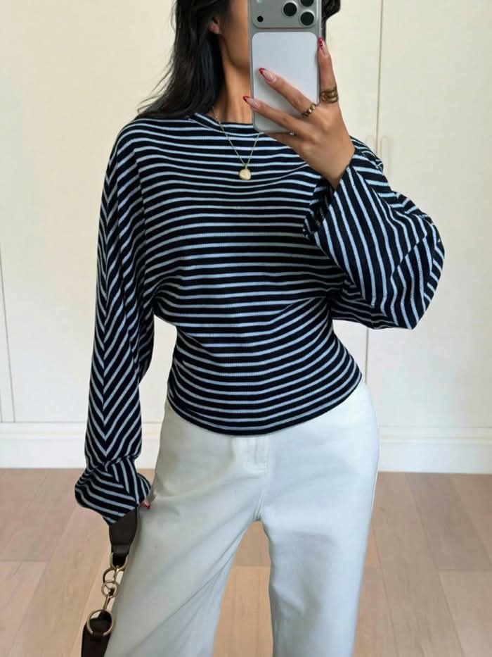 Women’s Striped Long Sleeve Top - Blue/Blue