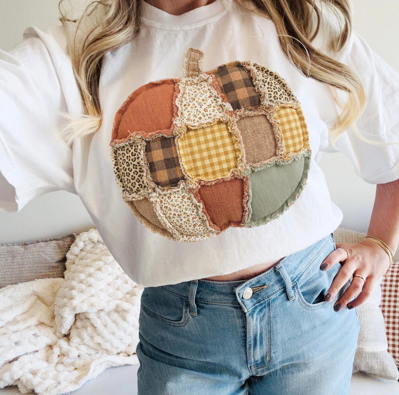 Gildan Quilted Pumpkin Tee + Crewneck