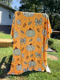 Rustic Orange Pumpkins And Bows Fleece Blanket