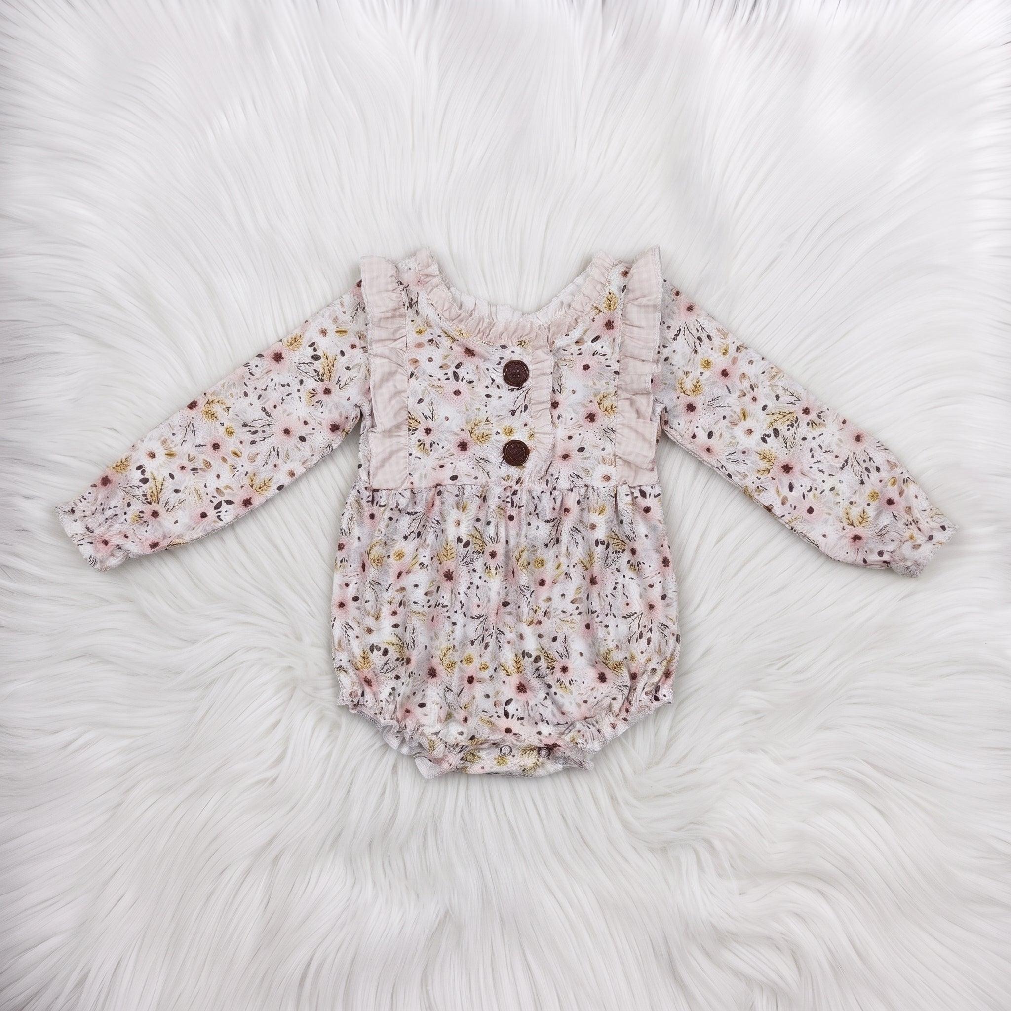 Floral Plaid Lace Long Sleeve Bubble
