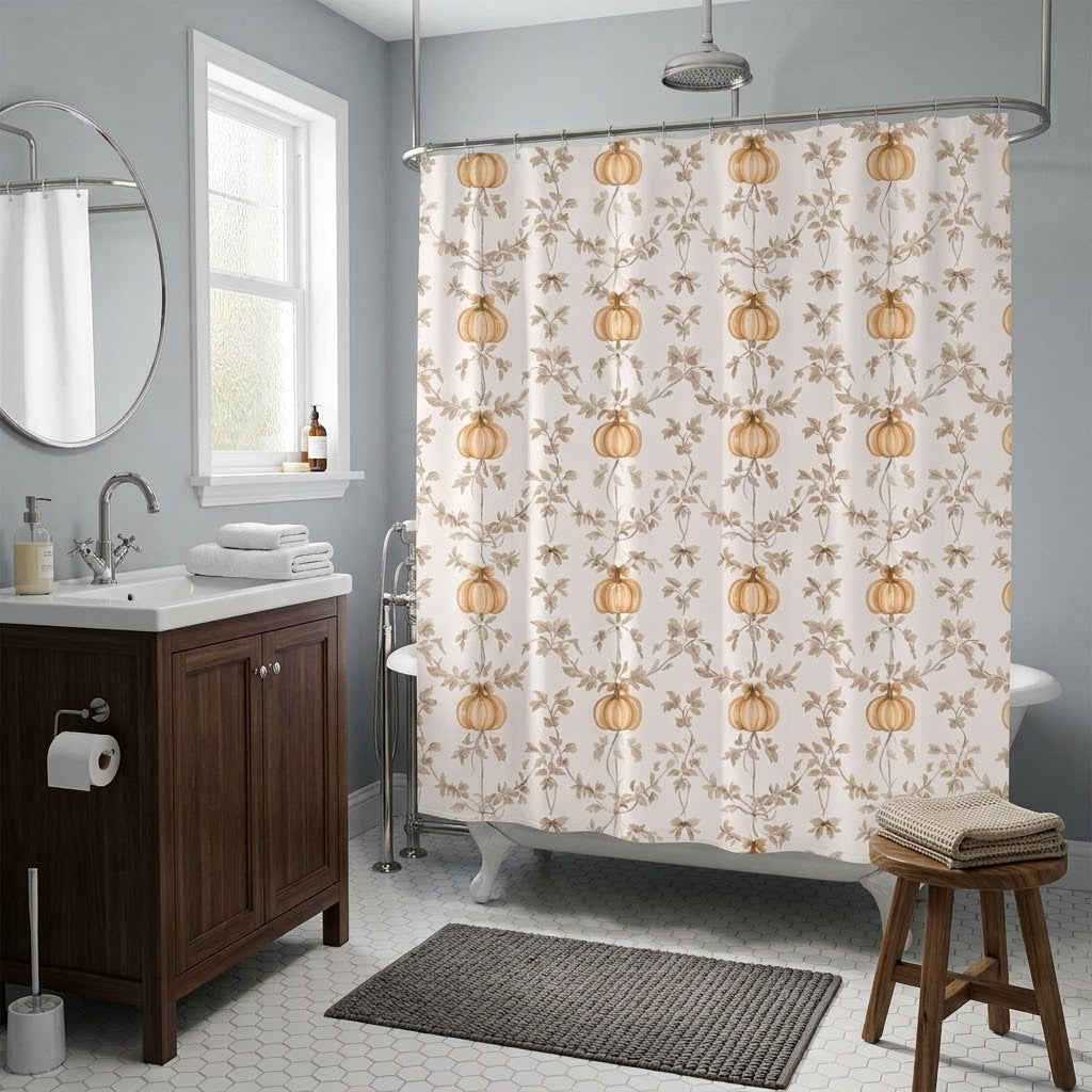 Custom Print Shower Curtain + 4PC Bathroom Set