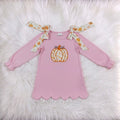Embroidered Pumpkin Pink Scalloped Dress