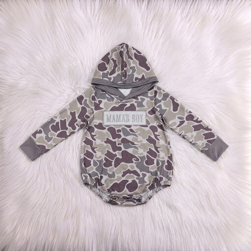 Embroidered Mama's Boy Light Wash Duck Camo Bubble