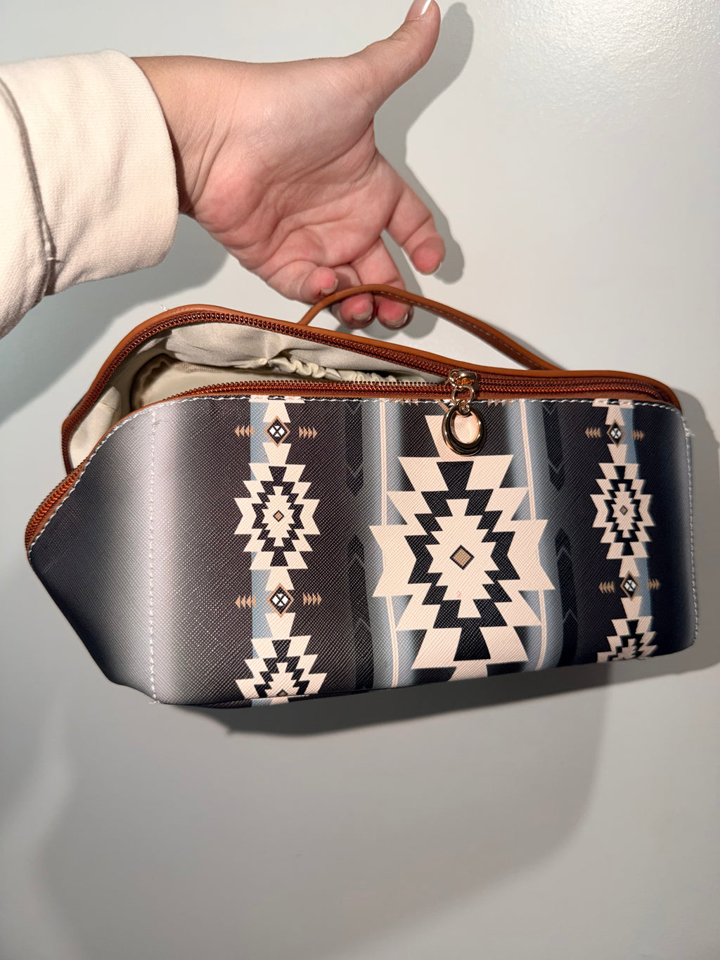 Boho Western Makeup/Toiletry Bag Aztec Waterproof Travel PU Leather