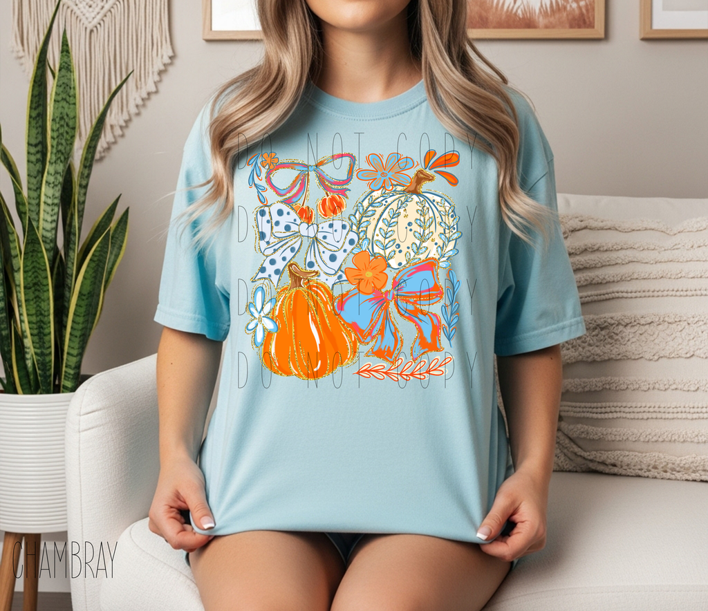 Comfort Colors Fall Blue Orange Vibes Tee